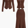 Knit Button Vest And Cardigan And Skirt Set>MICAS Outlet
