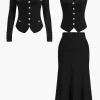 Knit Button Vest And Cardigan And Skirt Set>MICAS Outlet