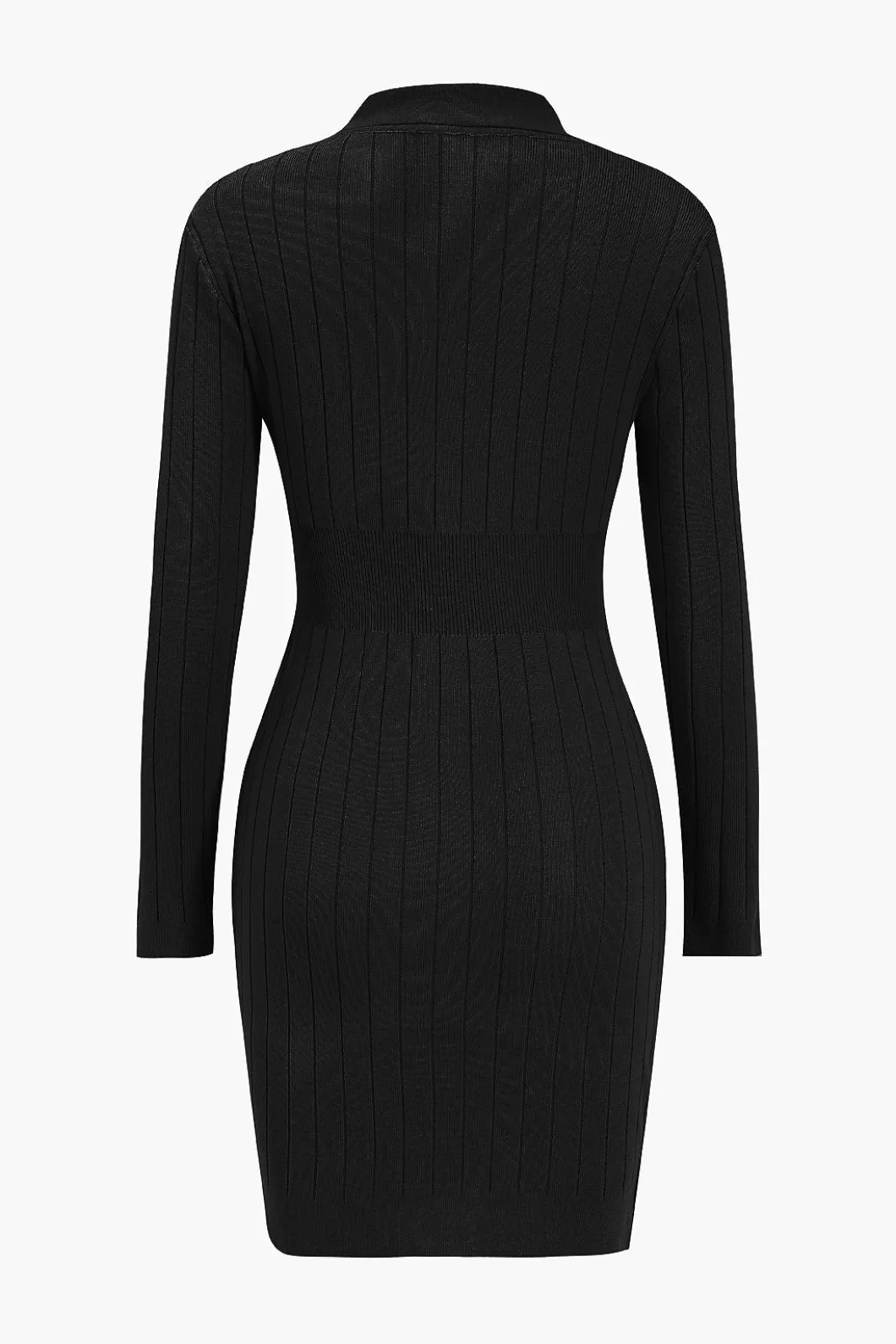 Knit Button V-Neck Hollow Out Long Sleeve Dress>MICAS Online