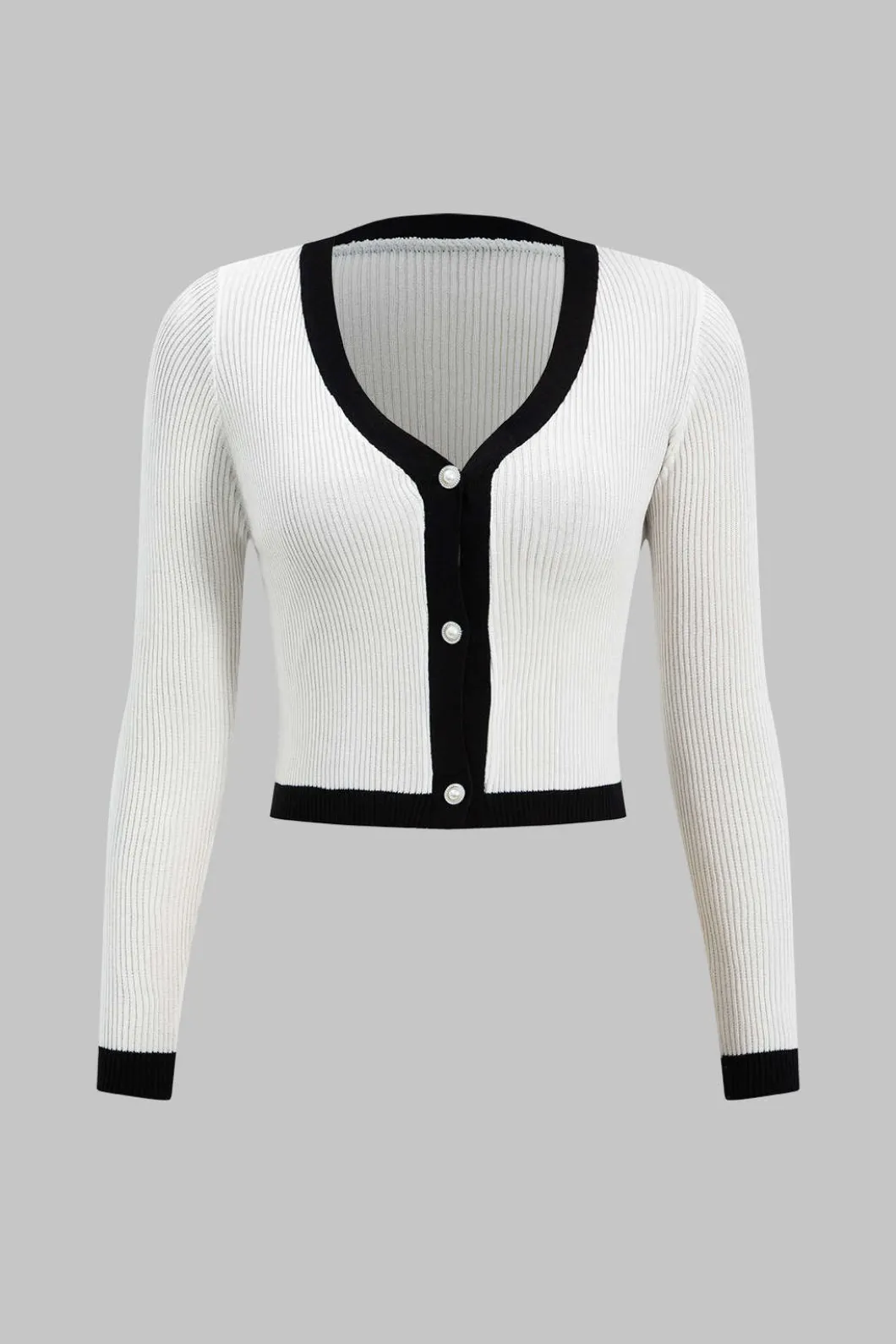 Knit Button V-Neck Patchwork Long Sleeve Cardigan And Slip Dress Set>MICAS New