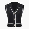Knit Color Block Button Vest>MICAS Discount