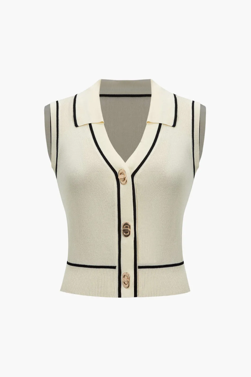 Knit Color Block Button Vest>MICAS Discount