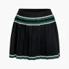 Knit Color Block Pleated Mini Skirt>MICAS Best