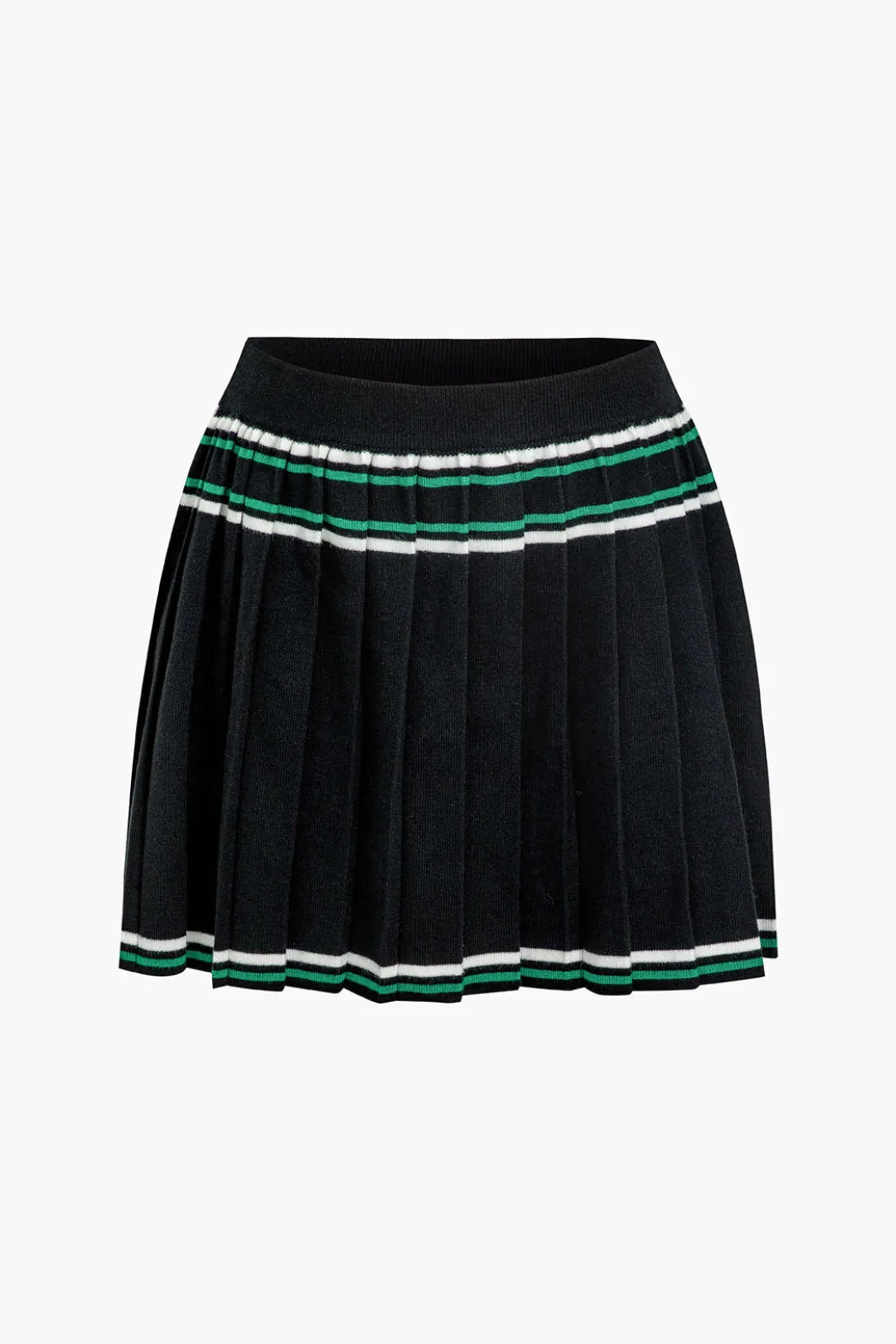 Knit Color Block Pleated Mini Skirt>MICAS Best