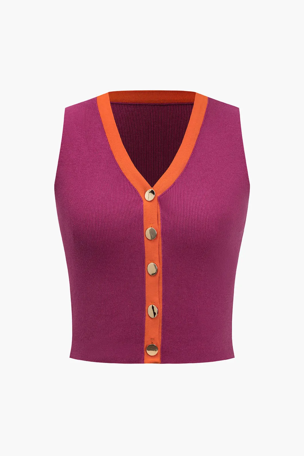 Knit Color-Block Button Tank Top And Skirt Set>MICAS Discount