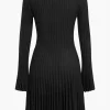 Knit Cut Out Long Sleeve Bell Sleeve Dress>MICAS Clearance