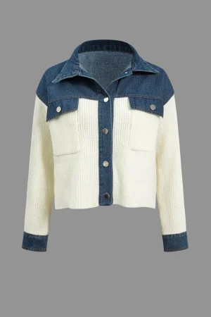 Knit Denim Patchwork Cardigan>MICAS Sale