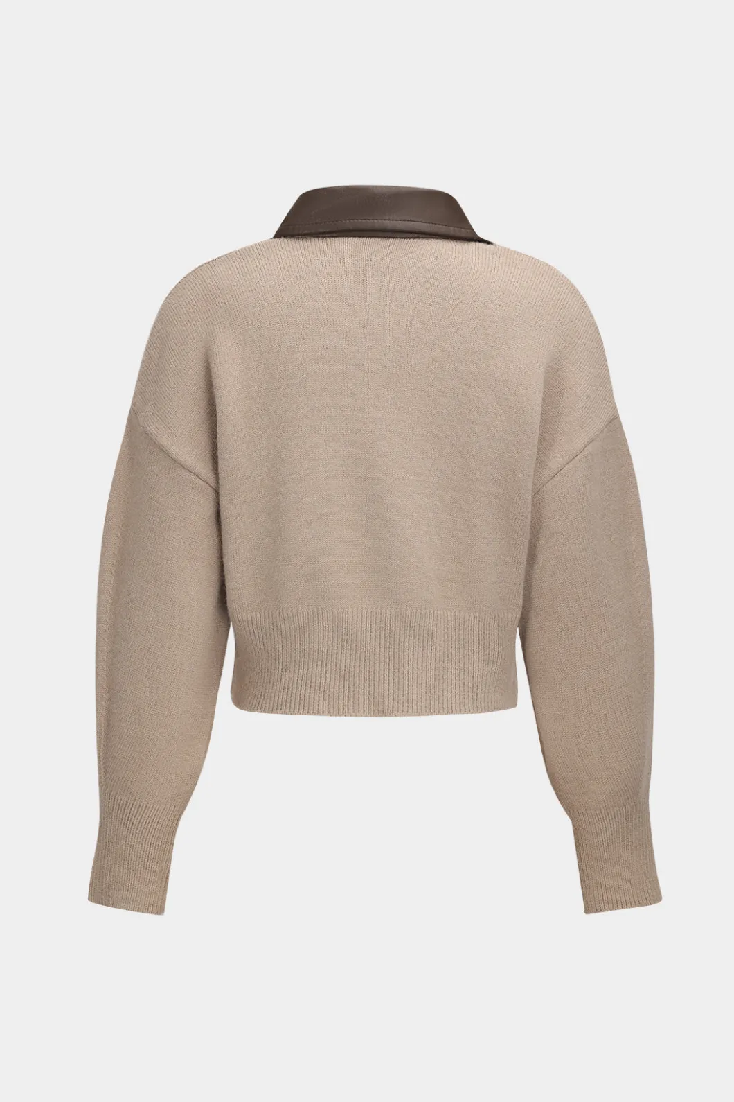 Knit Leather Patchwork Zipper Cardigan>MICAS Discount