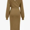 Knit Long Sleeve V-Neck Slit Dress>MICAS Sale