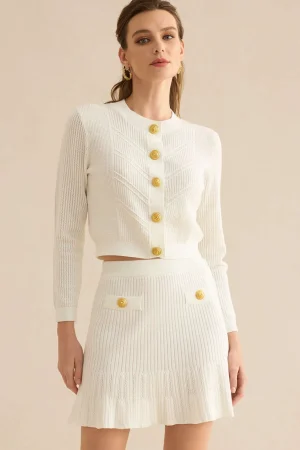 Knit Metallic Round Neck Long-Sleeve Top>MICAS Best