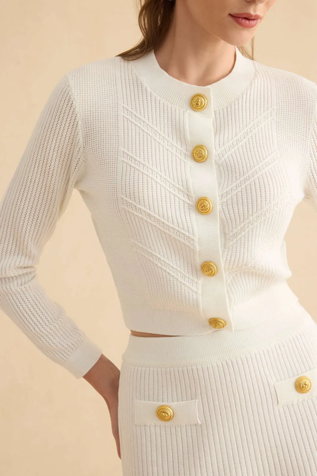 Knit Metallic Round Neck Long-Sleeve Top>MICAS Best