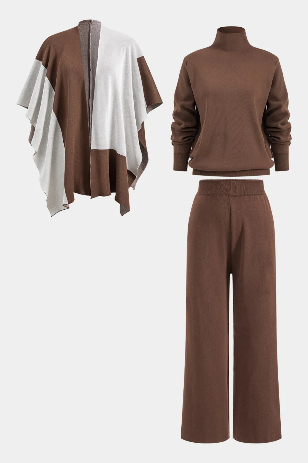 Knit Mock Neck Top And Contrast Top And Pants Set>MICAS Discount