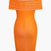 Knit Off-Shoulder Mini Dress>MICAS Clearance