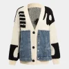 Knit Patchwork Denim Cardigan>MICAS Hot