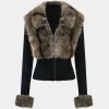 Knit Patchwork Faux Fur Collar Long-Sleeve Cardigan>MICAS Sale