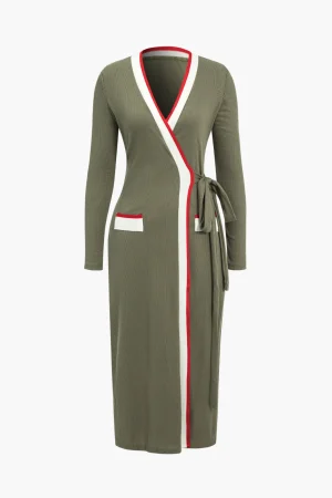 Knit Patchwork Tie-Up Cardigan>MICAS New