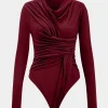 Knit Ruched Long Sleeve Bodysuit>MICAS Discount