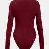 Knit Ruched Long Sleeve Bodysuit>MICAS Discount
