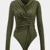 Knit Ruched Long Sleeve Bodysuit>MICAS Discount