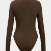 Knit Ruched Long Sleeve Bodysuit>MICAS Discount