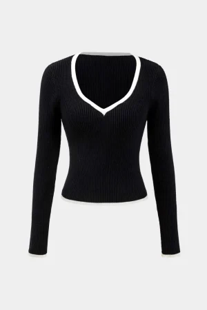 Knit V-Neck Long-Sleeve Top>MICAS Discount
