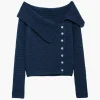 Knitted Button Asymmetrical Long-Sleeve Top>MICAS Fashion