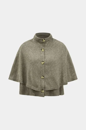 Knitted Button Cape Short Loose Cardigan>MICAS Clearance