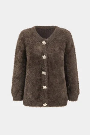 Knitted Button Long-Sleeve Cardigan>MICAS New