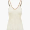 Knitted Metallic Chain Detail Tank Top>MICAS Online