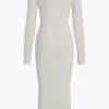 Knitted Metallic Long Sleeve Sweater Dress>MICAS Outlet