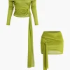 Knot Ruched Off Shoulder Top And Mini Skirt Set>MICAS Outlet