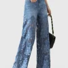 Lace Cut Out Patchwork Wide Leg Jeans>MICAS Online