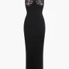 Lace Trim Patchwork Maxi Dress>MICAS Fashion