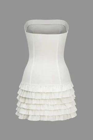 Layer Ruffle Strapless Mini Dress>MICAS Clearance