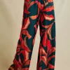 Leaf Print Drawstring Wide Leg Pants>MICAS Discount