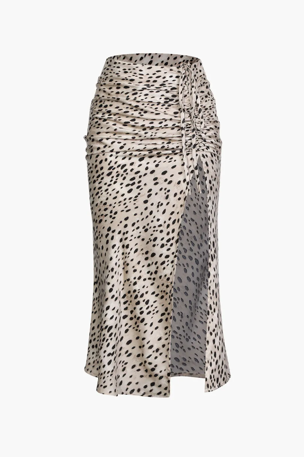 Leopard Drawstring Slit Skirt>MICAS Discount