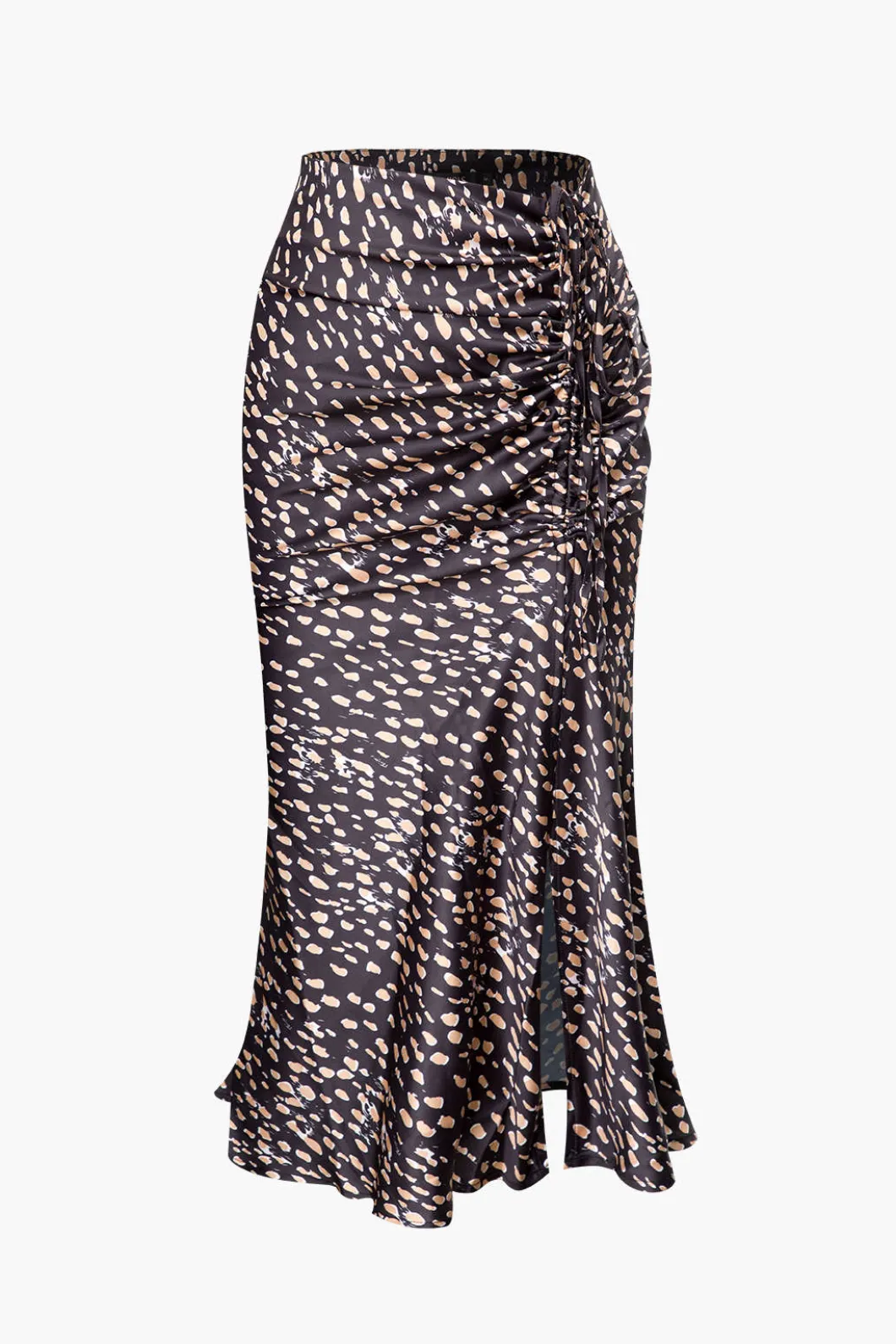 Leopard Drawstring Slit Skirt>MICAS Discount