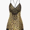 Leopard Print Lace Trim Dress Lingerie>MICAS Clearance