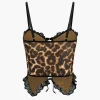Leopard Print Lace-Up Bustier Top>MICAS Fashion