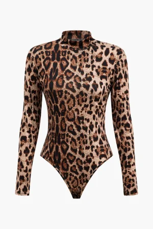 Leopard Print Long Sleeve Bodysuit>MICAS New