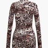 Leopard Print Long Sleeve Bodycon Romper>MICAS Discount