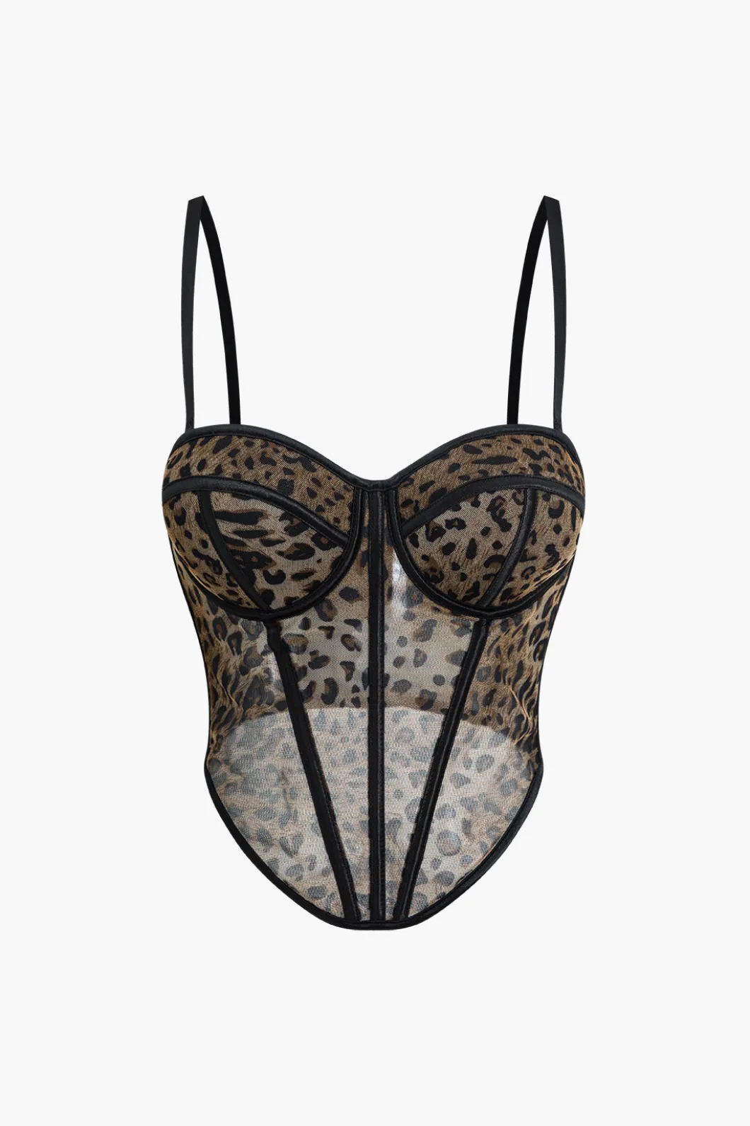Leopard Print Mesh Sheer Cami Top>MICAS New