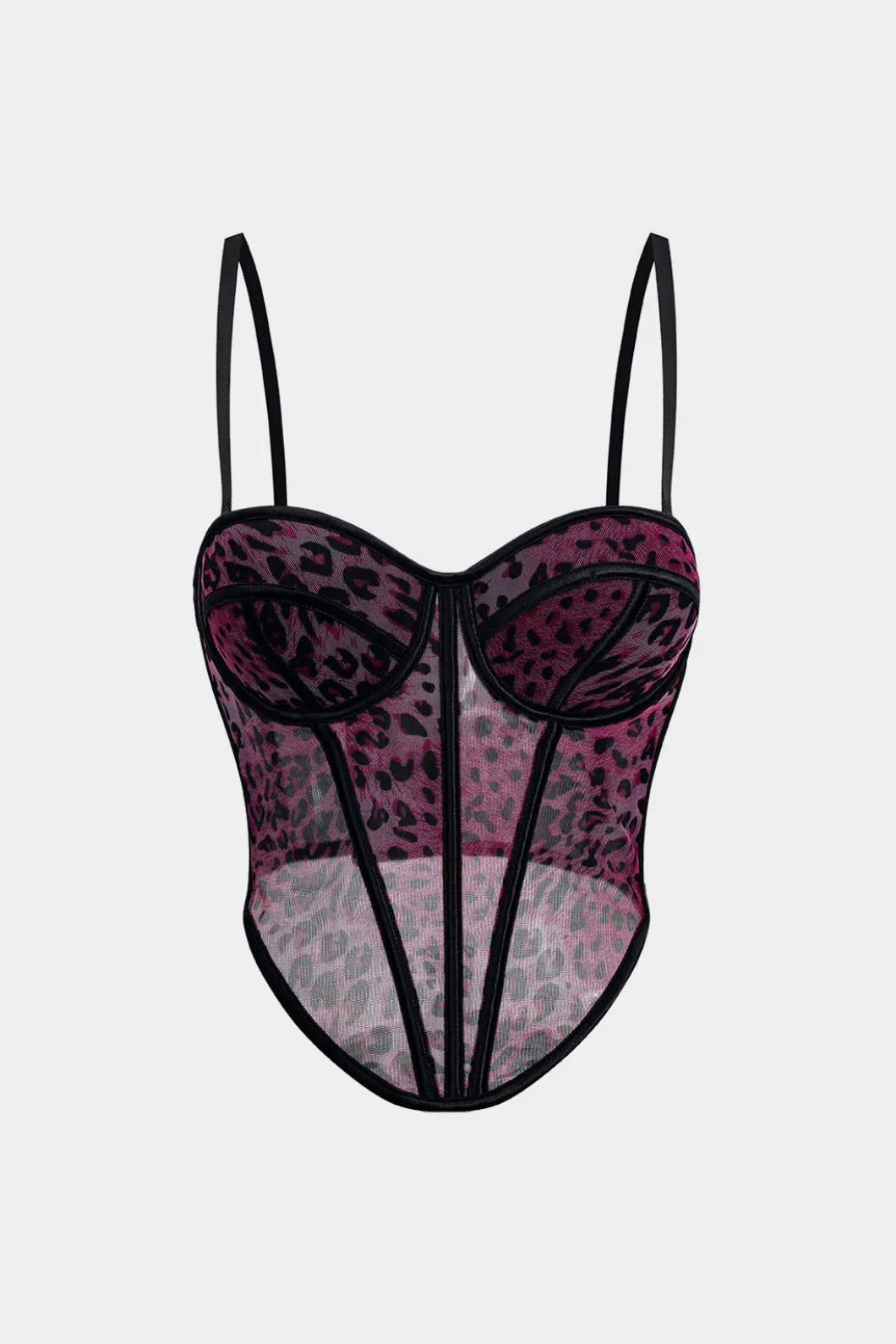 Leopard Print Mesh Sheer Cami Top>MICAS New