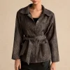 Leopard Print Pocket Button Belted Jacket>MICAS New