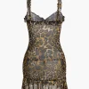 Leopard Print Scallop Edge Mini Dress>MICAS New