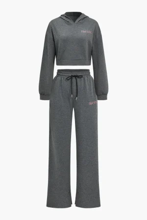 Letter Embroidery Hooded Top And Tie-Up Trousers Set>MICAS Online