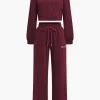 Letter Embroidery Hooded Top And Tie-Up Trousers Set>MICAS Online