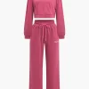 Letter Embroidery Hooded Top And Tie-Up Trousers Set>MICAS Online