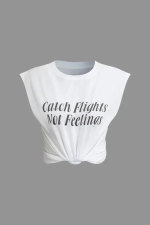 Letter Print Sleeveless T-shirt>MICAS Discount