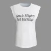Letter Print Sleeveless T-shirt>MICAS Discount